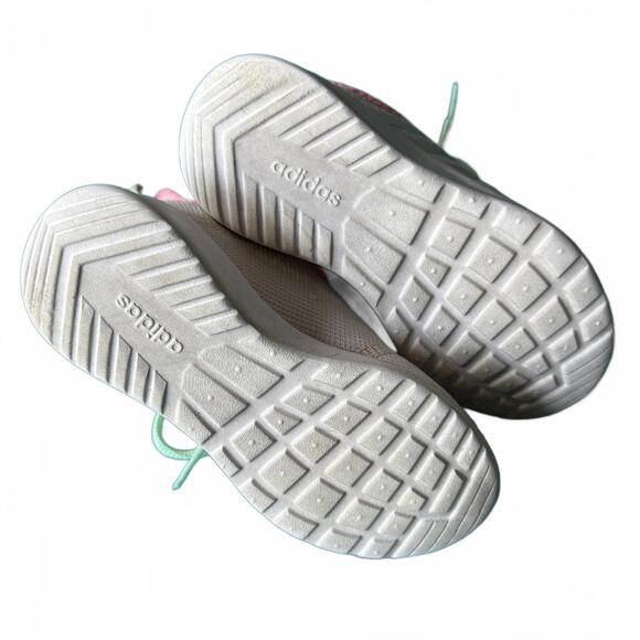 adidas Cloudfoam kids sneakers white mesh pastel lace-up size 11K - Picture 8 of 9